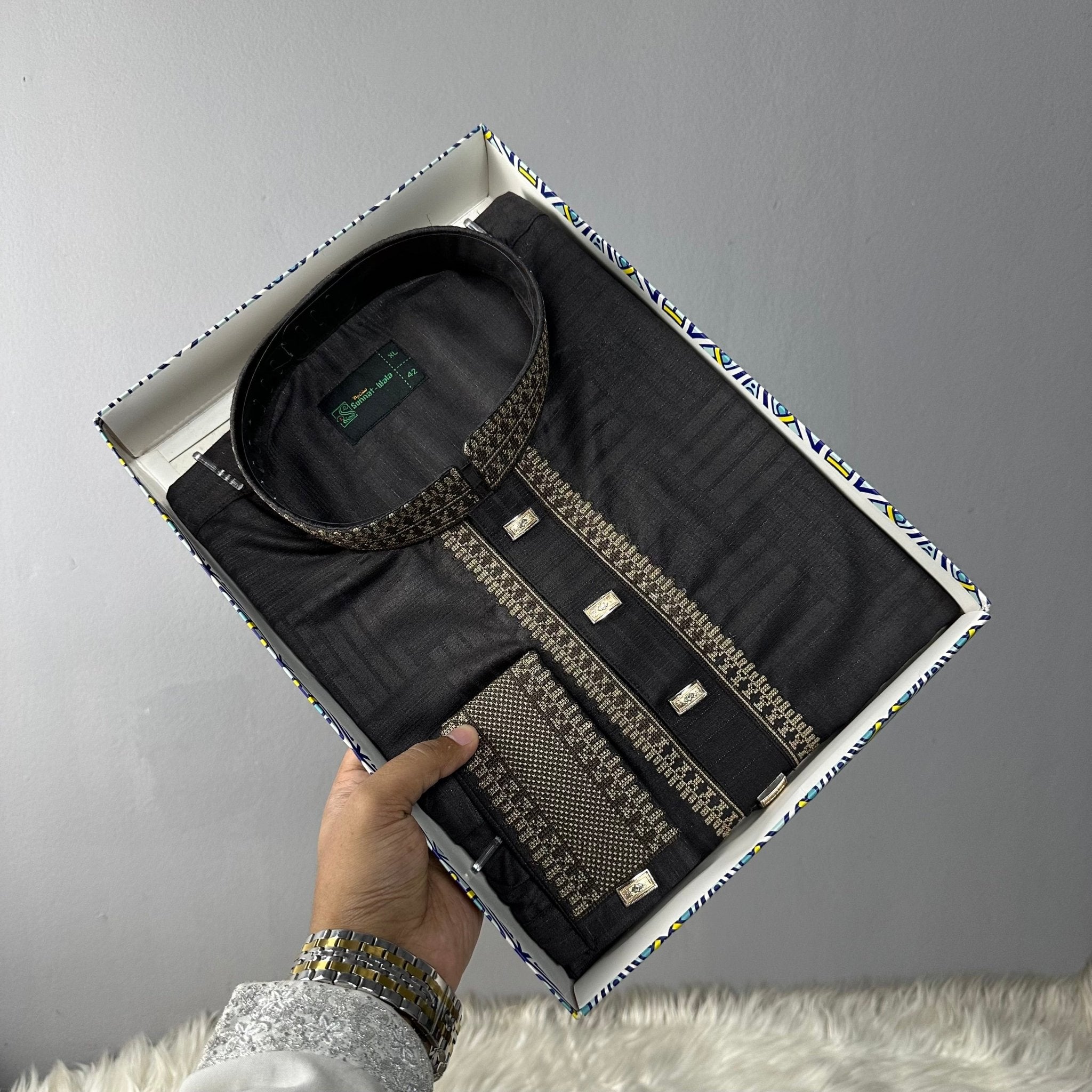 Charcoal Black Premium Bamboo Cotton Panjabi – Onyx Noir - ND LIFESTYLE