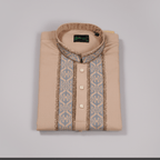 ✨ Elegant Beige Fancy Cotton Panjabi – Premium Embroidery 👑 - MS020 - ND LIFESTYLE