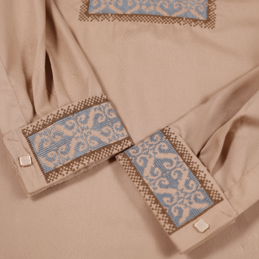 ✨ Elegant Beige Fancy Cotton Panjabi – Premium Embroidery 👑 - MS020 - ND LIFESTYLE