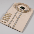 ✨ Elegant Cream Fancy Cotton Panjabi – Premium Embroidery 👑 - MS023 - ND LIFESTYLE