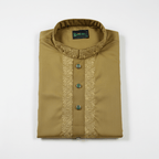 ✨ Elegant Golden Mustard Fancy Cotton Panjabi – Premium Embroidery 👑 - MS025 - ND LIFESTYLE
