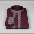 ✨ Elegant Maroon Fancy Cotton Panjabi – Premium Embroidery 👑 - MS024 - ND LIFESTYLE