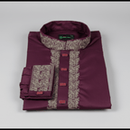 ✨ Elegant Maroon Fancy Cotton Panjabi – Premium Embroidery 👑 - MS024 - ND LIFESTYLE