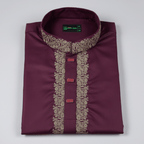 ✨ Elegant Maroon Fancy Cotton Panjabi – Premium Embroidery 👑 - MS024 - ND LIFESTYLE