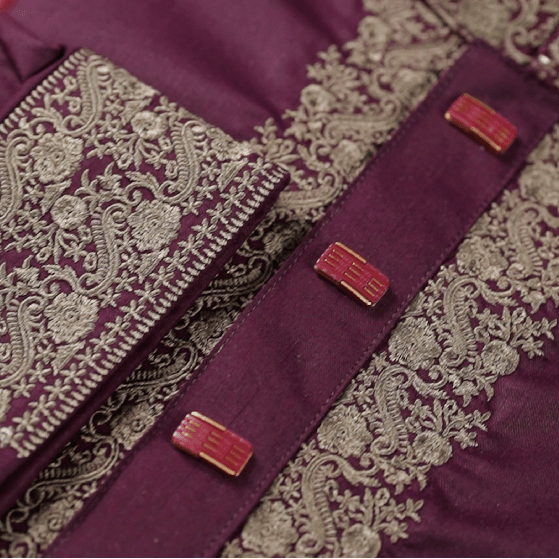 ✨ Elegant Maroon Fancy Cotton Panjabi – Premium Embroidery 👑 - MS024 - ND LIFESTYLE