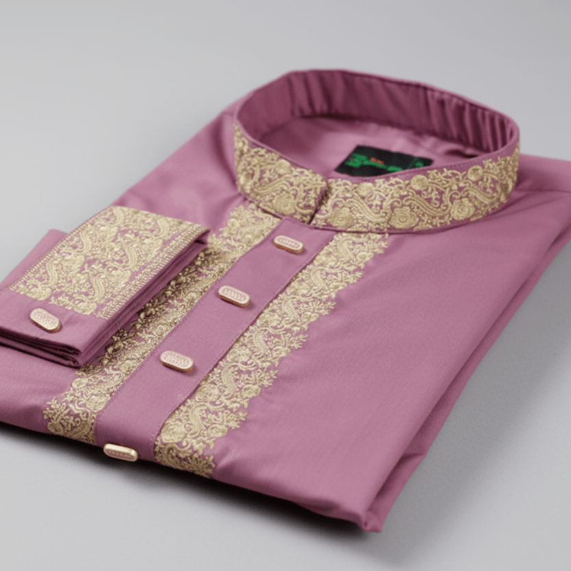✨ Elegant Maroon Fancy Cotton Panjabi – Premium Embroidery 👑 - MS027 - ND LIFESTYLE