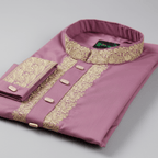 ✨ Elegant Maroon Fancy Cotton Panjabi – Premium Embroidery 👑 - MS027 - ND LIFESTYLE