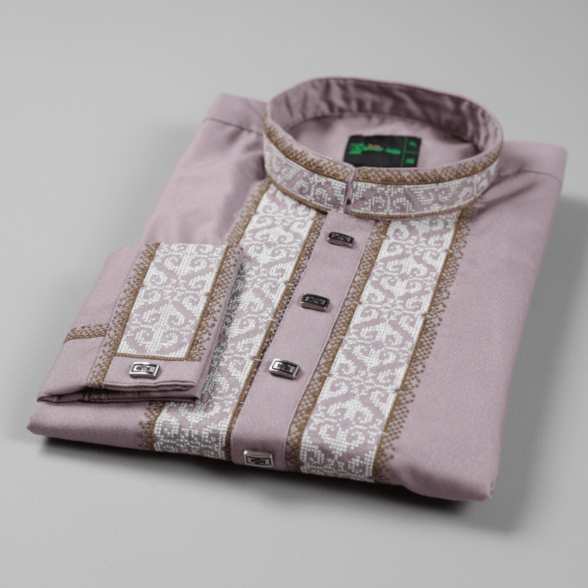 ✨ Elegant Maroon Fancy Cotton Panjabi – Premium Embroidery 👑 - MS028 - ND LIFESTYLE