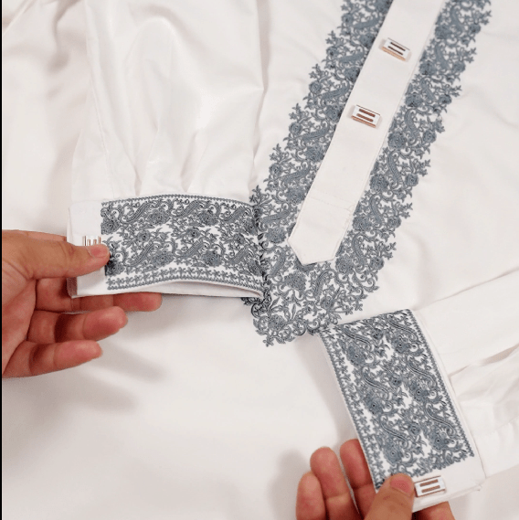 ✨ Elegant White Fancy Cotton Panjabi – Premium Embroidery 👑 - MS021 - ND LIFESTYLE