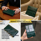 MOTO Original Leather Long Wallet – Green/Olive | Three - in - One Premium Unisex Wallet - ND LIFESTYLE