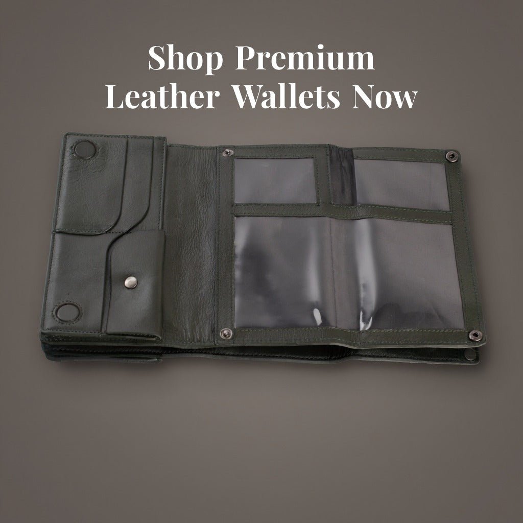 MOTO Original Leather Long Wallet – Green/Olive | Three - in - One Premium Unisex Wallet - ND LIFESTYLE