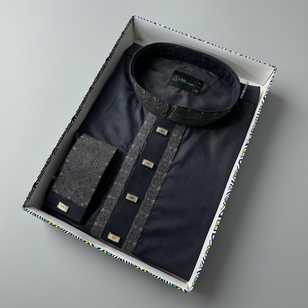 Premium Bamboo Cotton Panjabi – Midnight Spark - ND LIFESTYLE