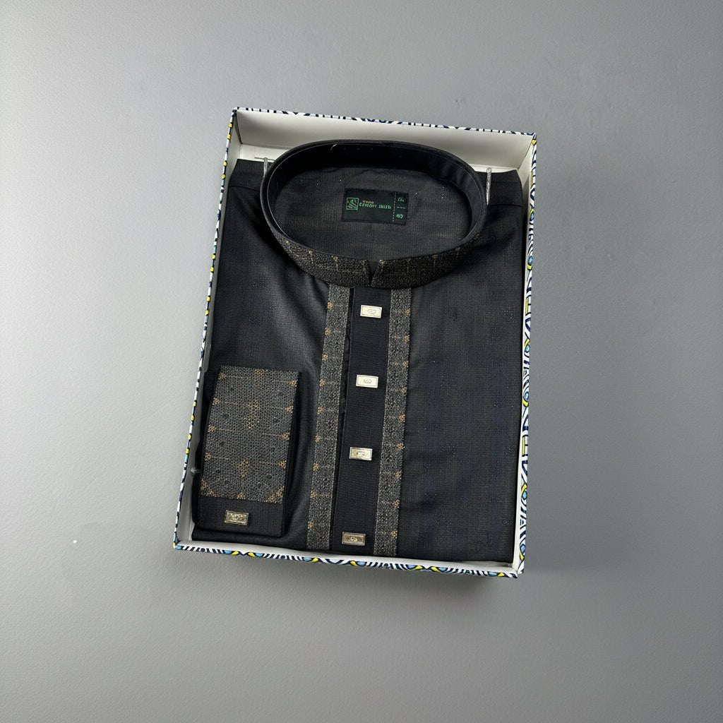 Premium Bamboo Cotton Panjabi – Midnight Spark - ND LIFESTYLE