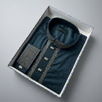Premium Bamboo Cotton Panjabi – Teal Majesty - ND LIFESTYLE