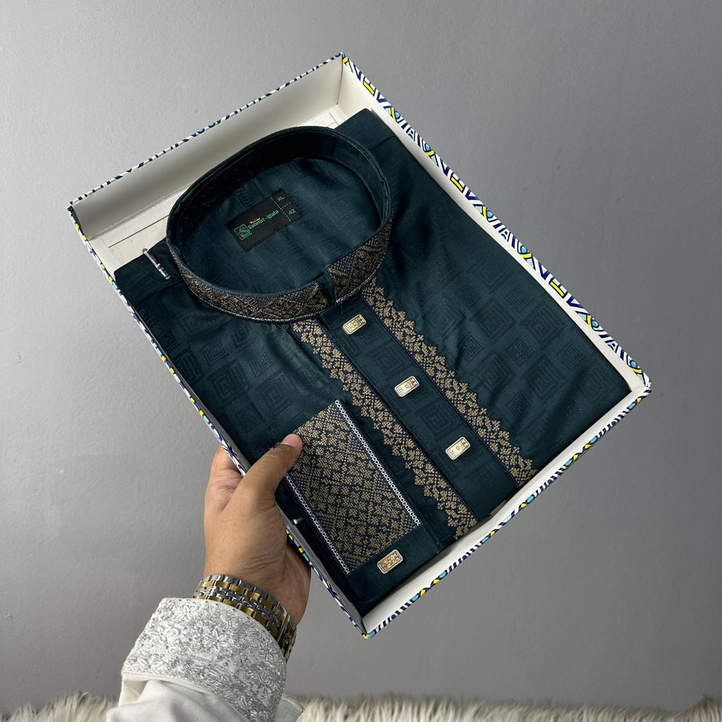 Premium Bamboo Cotton Panjabi – Teal Majesty - ND LIFESTYLE