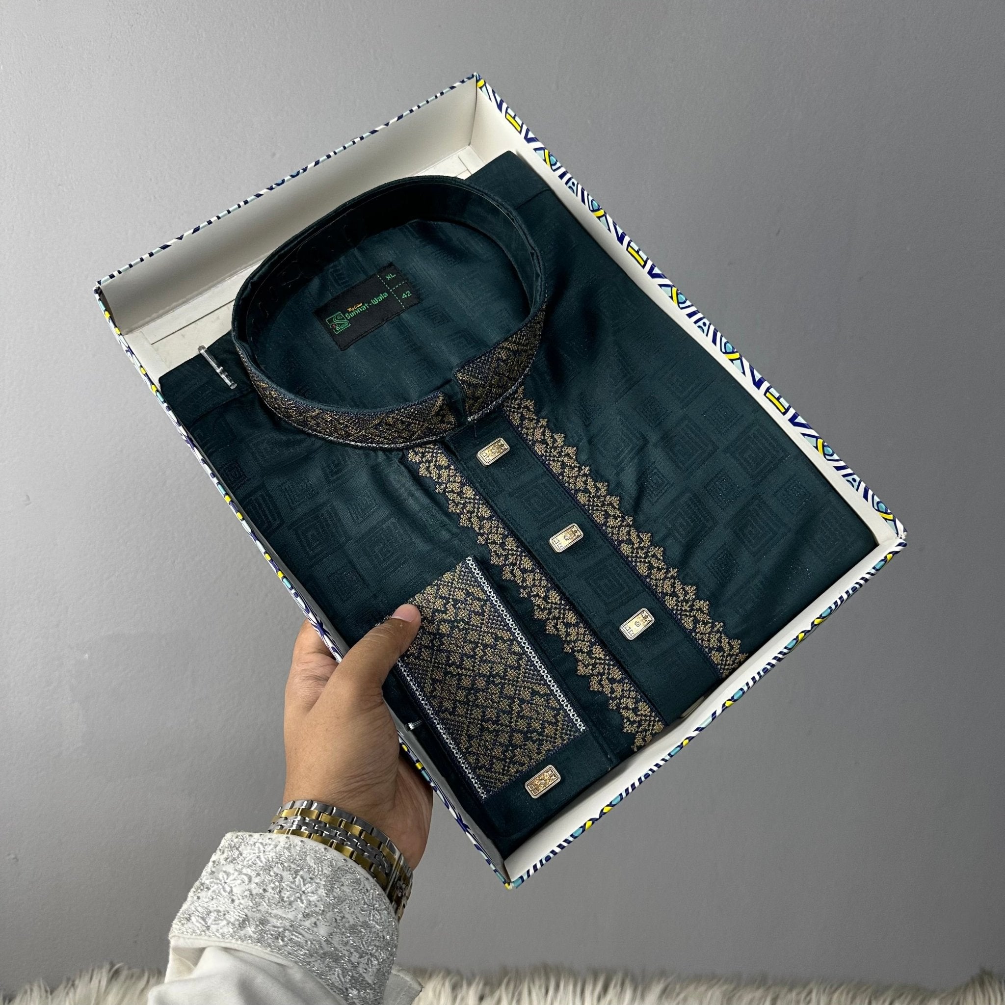 Premium Bamboo Cotton Panjabi – Teal Majesty - ND LIFESTYLE