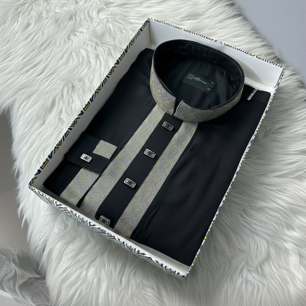 Premium Tensel Cotton Panjabi – Midnight Onyx - ND LIFESTYLE