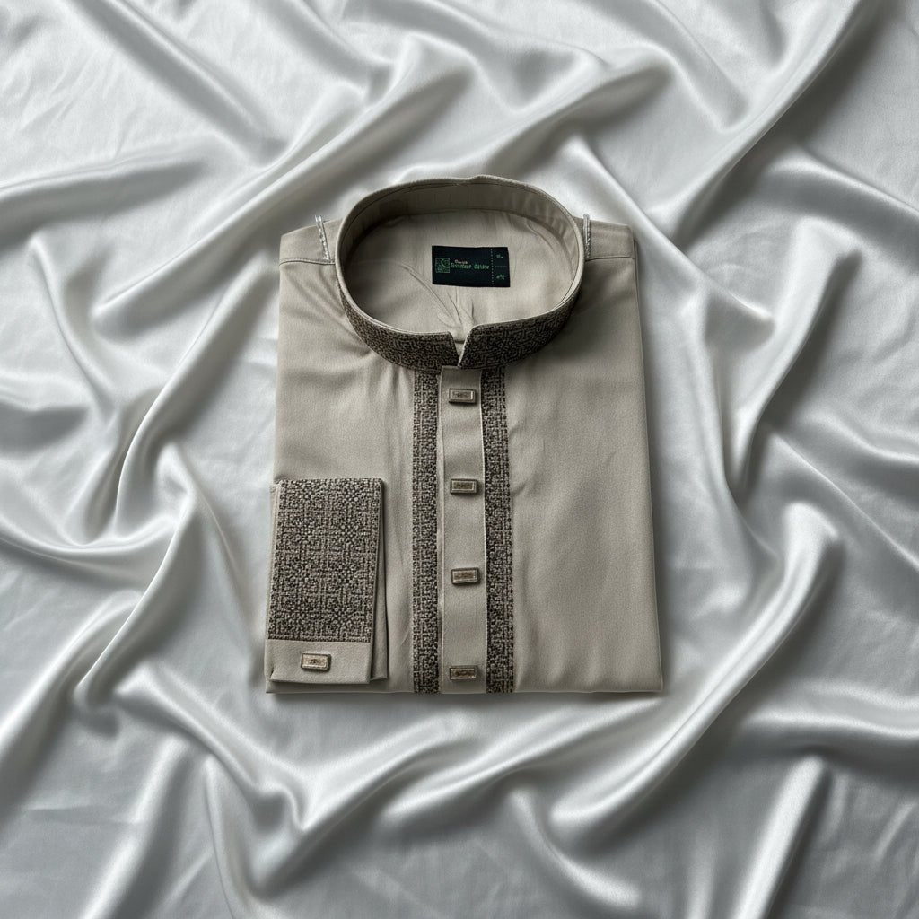Premium Tensel Cotton Panjabi – Royal Beige - ND LIFESTYLE
