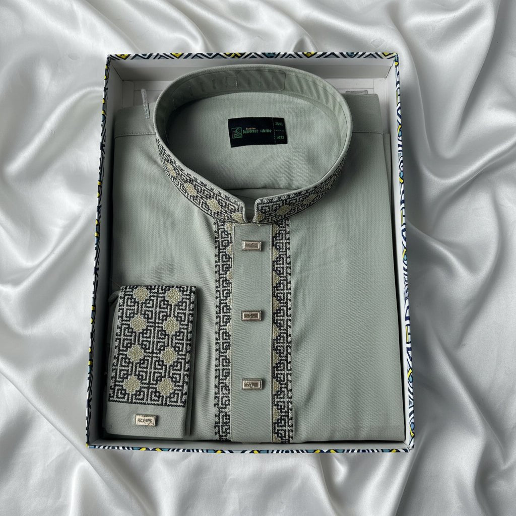 Premium Tensel Cotton Panjabi – Sage Elegance - ND LIFESTYLE