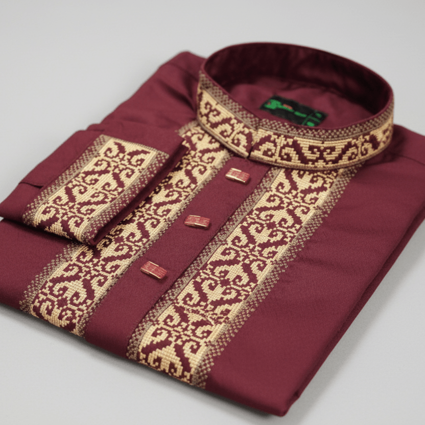 Royal Maroon Fancy Cotton Panjabi - MS18 - ND LIFESTYLE