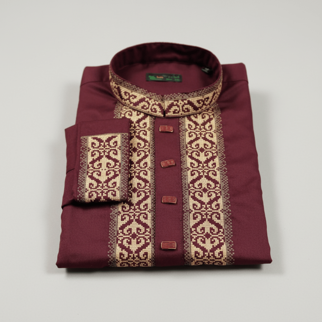 Royal Maroon Fancy Cotton Panjabi - MS18 - ND LIFESTYLE